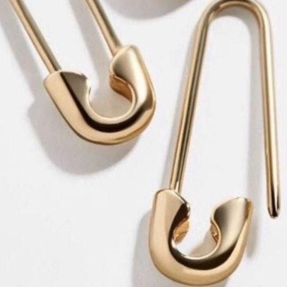 BaubleBar Gold Safety Pin Earrings SUGARFIX BN - Picture 3 of 4